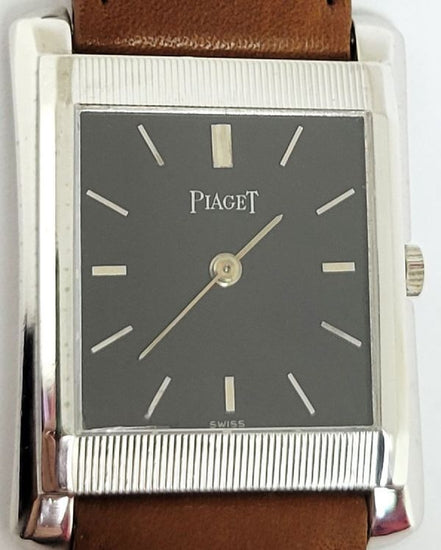 Piaget Vintage 25MM Black Dial Aftermarket Leather Strap (906)