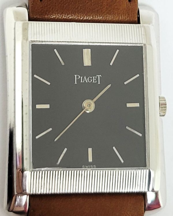 Piaget Vintage 25MM Black Dial Aftermarket Leather Strap (906)
