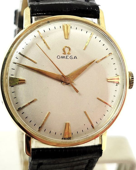 1958 Omega Vintage 33MM White Dial Aftermarket Leather Strap (S-6585)