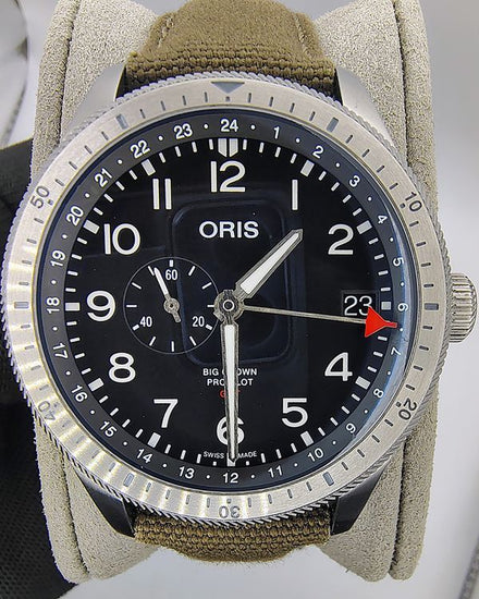 Oris Big Crown ProPilot Timer GMT 44MM Black Dial Textile Strap (01 748 7756 4064-07 3 22 02LC)