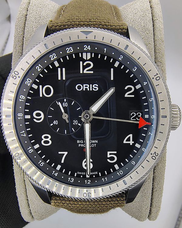Oris Big Crown ProPilot Timer GMT 44MM Black Dial Textile Strap (01 748 7756 4064-07 3 22 02LC)
