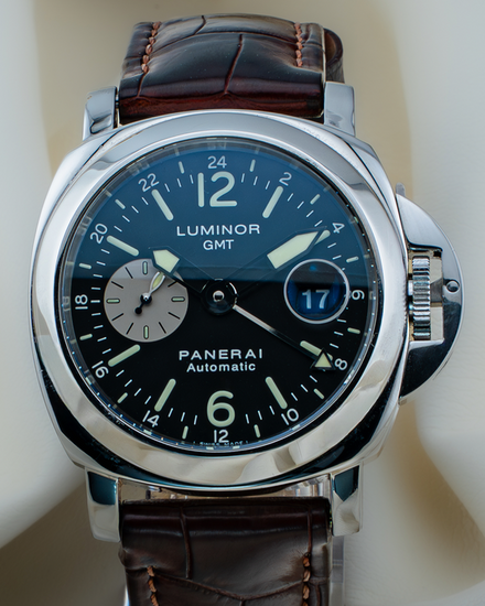 2002 Panerai Luminor GMT 44MM Black Dial Leather Strap (PAM00088)