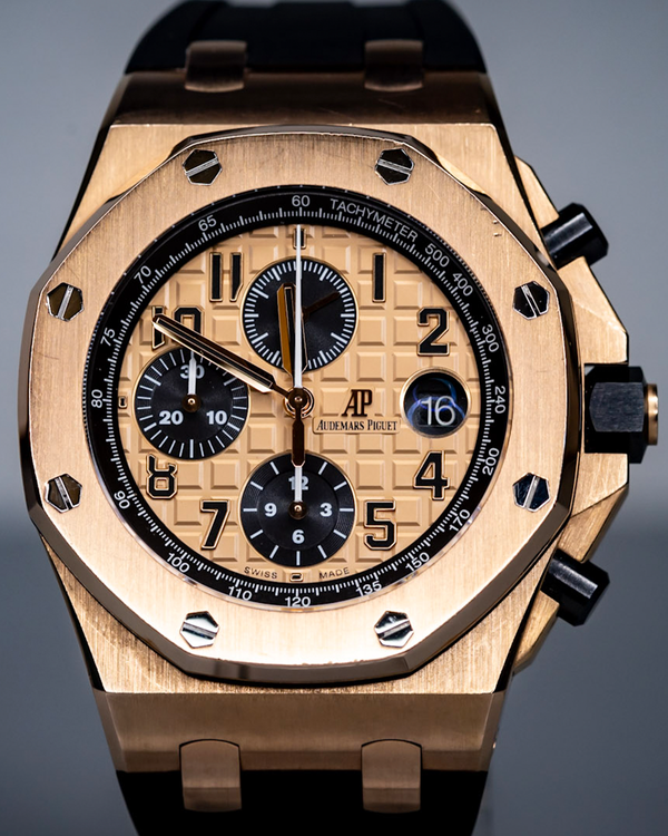 2014 Audemars Piguet Royal Oak Offshore Chronograph "Brick" 42MM Champagne Dial Rubber Strap (26470OR.OO.1000OR.03)