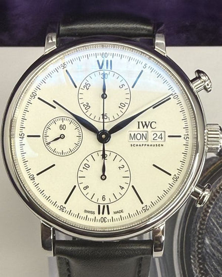 2018 IWC Schaffhausen Portofino Chronograph "150 Years" L.E. 42MM Silver Dial Leather Strap (IW391024)