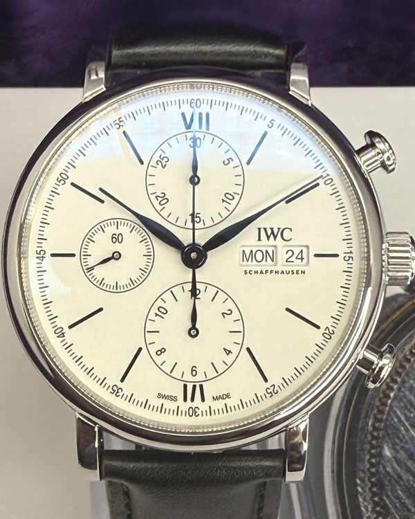 2018 IWC Schaffhausen Portofino Chronograph Edition "150 Years" 42MM Silver Dial Leather Strap(IW391024)