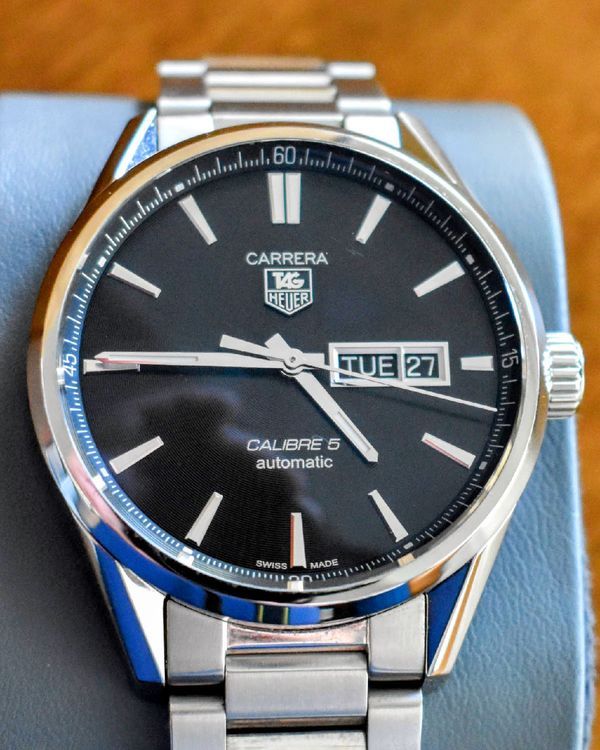 2020 Tag Heuer Carrera Calibre 5 41MM Black Dial Steel Bracelet (WAR201A.BA0723)