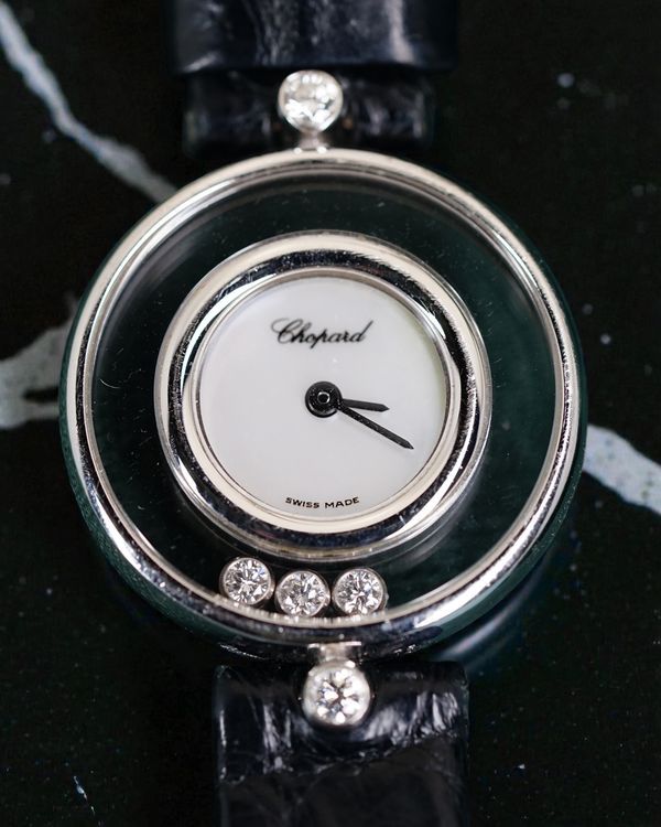 No Reserve - Chopard Happy Diamonds 22MM Quartz White Dial Leather Strap (4112)