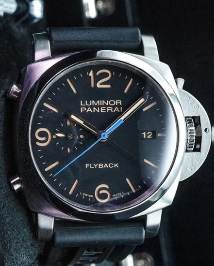 2016 Panerai Luminor 1950 3 Days Chrono Flyback 44MM Black Dial Rubber Strap (PAM00524)