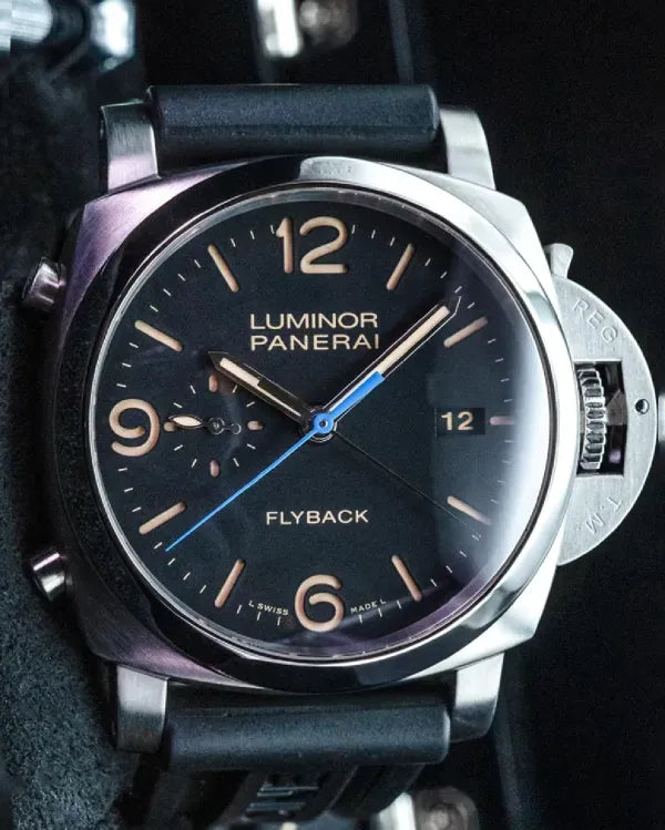 2016 Panerai Luminor 1950 3 Days Chrono Flyback 44MM Black Dial Rubber Strap (PAM00524)