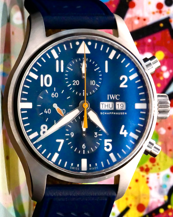 2022 IWC Schaffhausen Pilot "Blue Orange Pilot's Watch" S.E. 43MM Blue Dial Aftermarket Rubber Strap (IW377729)