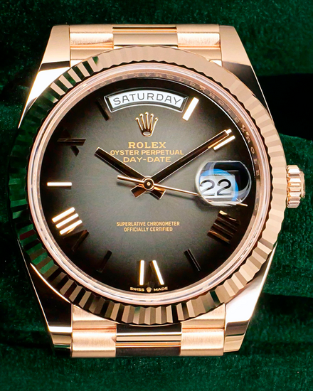 2025 Rolex Day-Date 40MM Slate "Ombré" Dial Rose Gold President Bracelet (228235)