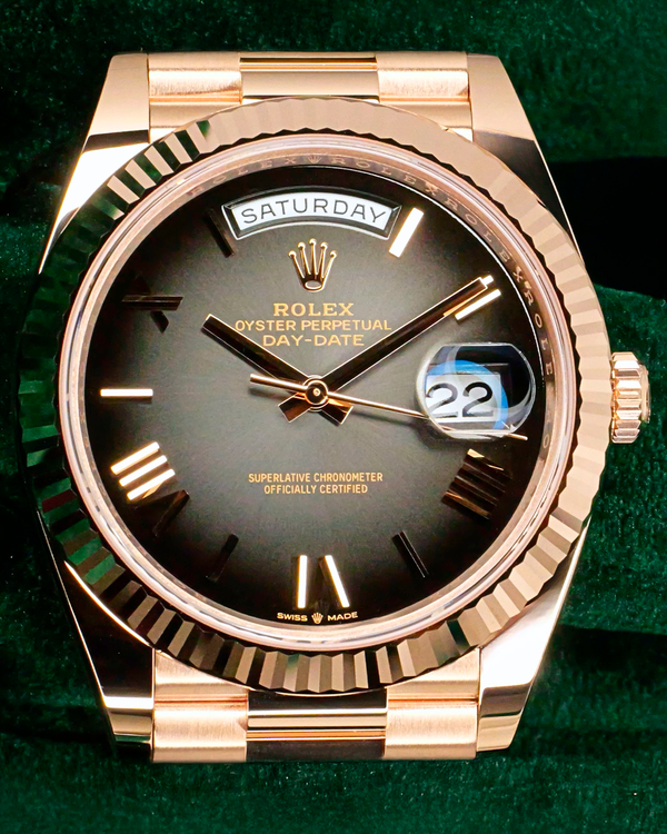 2025 Rolex Day-Date 40MM Slate "Ombré" Dial Rose Gold President Bracelet (228235)
