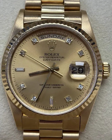 Rolex Day-Date 36MM Champagne Dial Yellow Gold President Bracelet (18238)