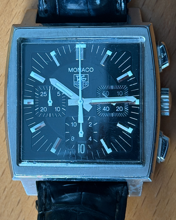 2007 Tag Heuer Monaco 38MM Black Dial Leather Strap (CW2111-0)