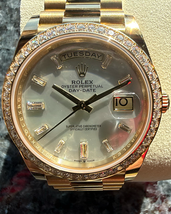 2026 Rolex Day-Date 40MM Mother of Pearl Dial Yellow Gold President Bracelet (228348RBR)