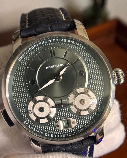 2025 Montblanc Star Legacy Chronograph "Nicolas Rieussec" 43MM Green Dial Leather Strap (132947)