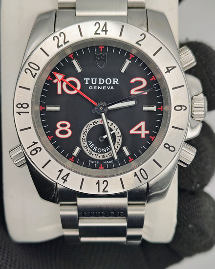 Tudor Sport Chronograph Aeronaut GMT 42MM Black Dial Steel Bracelet (20200)