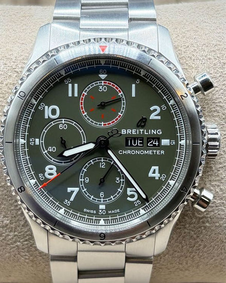 Breitling Aviator 8 Chronograph "Curtiss Warhawk" 43MM Green Dial Steel Bracelet (A133161A1L1A1)