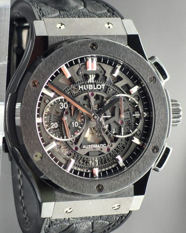 2020 Hublot Classic Fusion Aerofusion "Black Magic" 45MM Skeleton Dial Leather Strap (525.CM.0170.RX)
