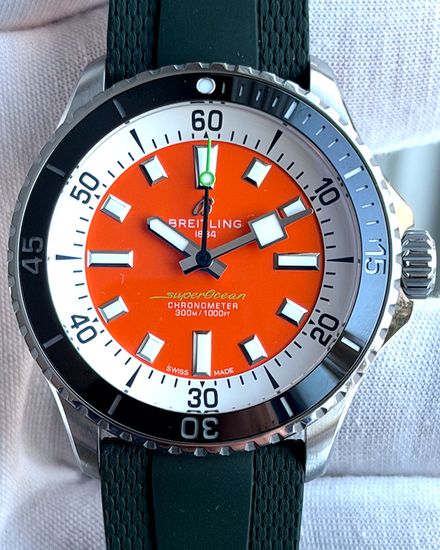 Breitling Superocean L.E. "Kelly Slater" 42MM Orange Dial Rubber Strap (A17375)