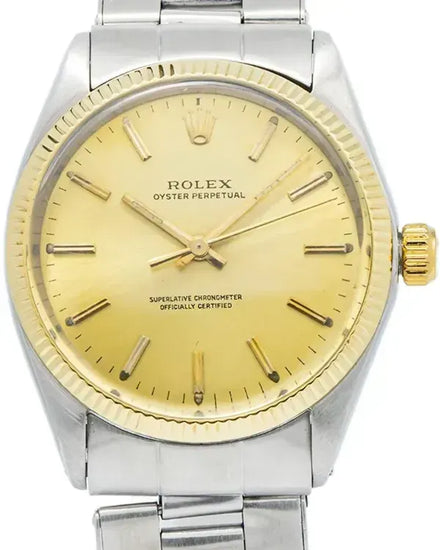 1967 (1.6 Mill. Serial) Rolex Oyster Perpetual 34MM Champagne Dial Oyster Bracelet (1007)