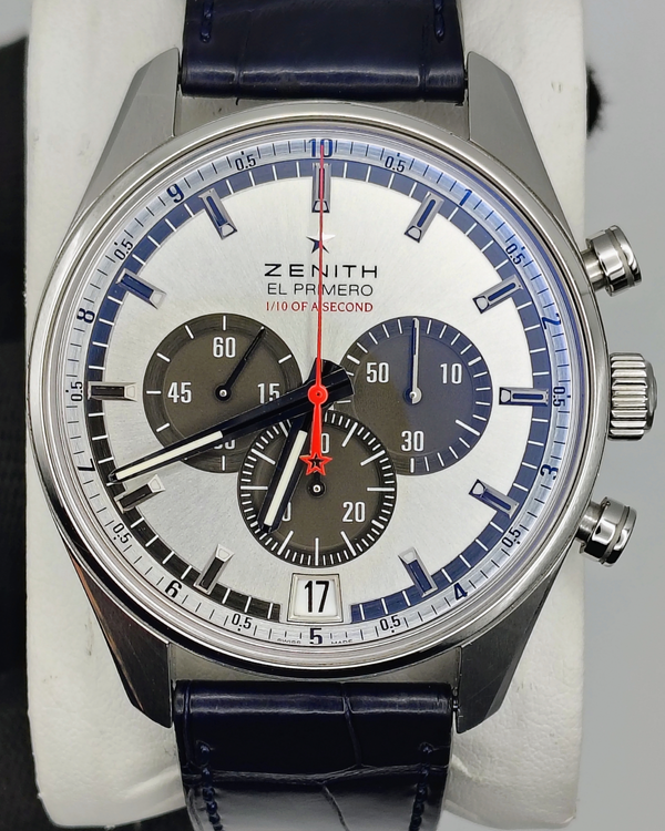 Zenith El Primero Striking 42MM Silver Dial Leather Strap (03.2043.4052/01.C496)