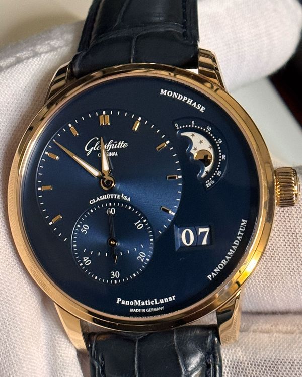 2024 Glashütte Original PanoMaticLunar 40MM Blue Dial Leather Strap (1-90-02-11-35-61)