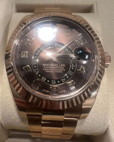 2017 Rolex Sky-Dweller 42MM Chocolate Dial Rose Gold Oyster Bracelet (326935)