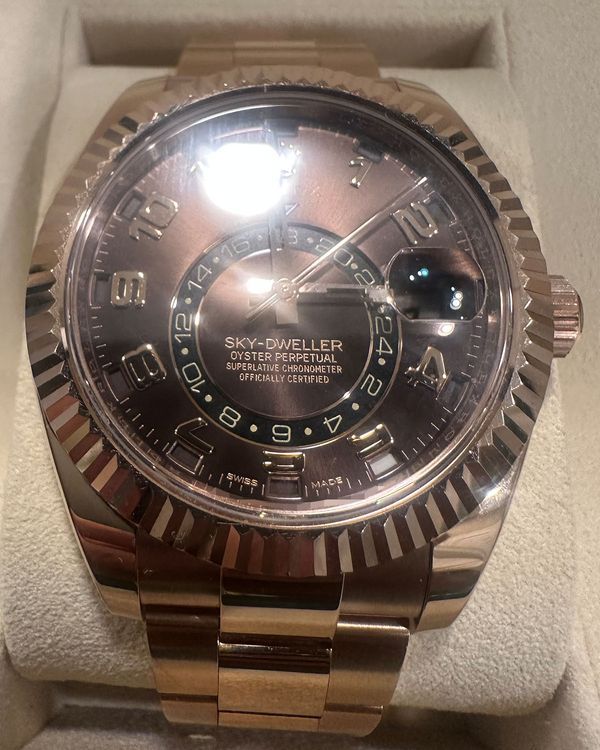 2017 Rolex Sky-Dweller 42MM Chocolate Dial Rose Gold Oyster Bracelet (326935)