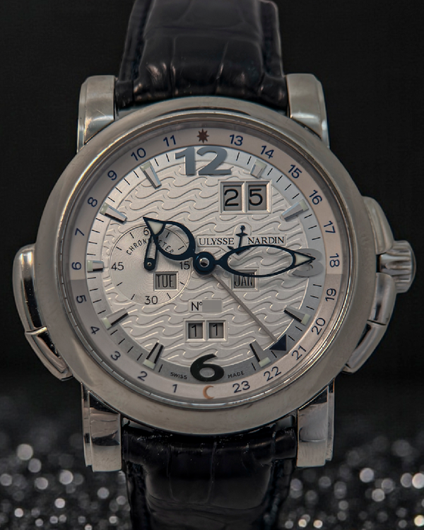 Ulysse Nardin GMT Perpetual L. E. 42MM Silver Dial Leather Strap (329-60)