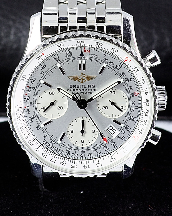 Breitling Navitimer Chronograph 42MM Silver Dial Steel Bracelet (A23322)