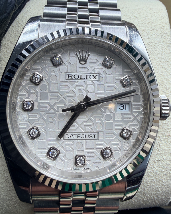 2010 Rolex Datejust 36MM Silver "Jubilee Motif" Dial Jubilee Bracelet (116234)