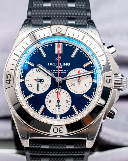 2026 Breitling Chronomat B01 "NFL New England Patriots" L.E. 42MM Blue Dial Rubber Strap (AB01342B1C7S1)