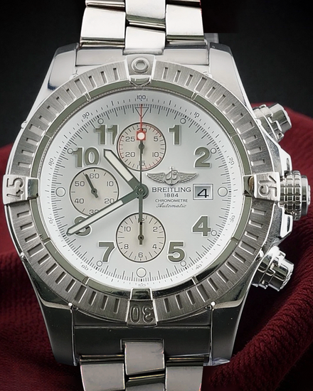 Breitling Super Avenger Chronograph 48MM White Dial Steel Bracelet (A13370)