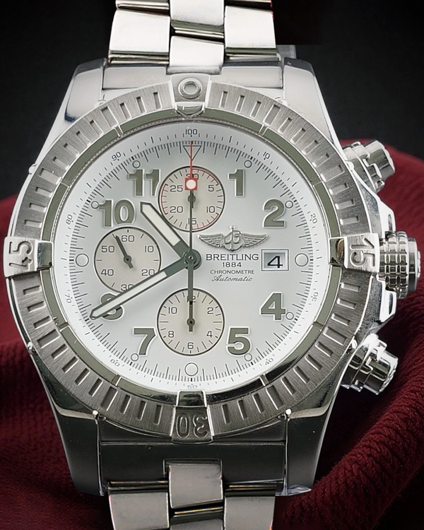 Breitling Super Avenger Chronograph 48MM White Dial Steel Bracelet (A13370)
