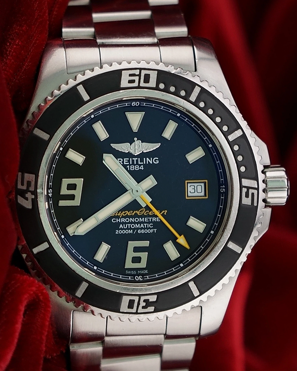 Breitling Superocean GMT 44MM Black Dial Steel Bracelet (A17391)