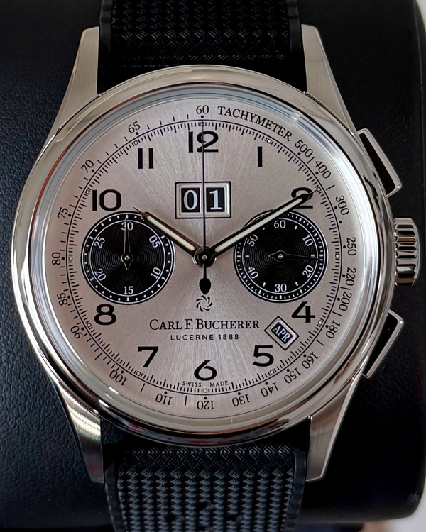 2019 Carl F. Bucherer Heritage BiCompax Annual "Panda" L.E. 41MM Silver Dial Rubber Strap (00.10803.08.12.01)