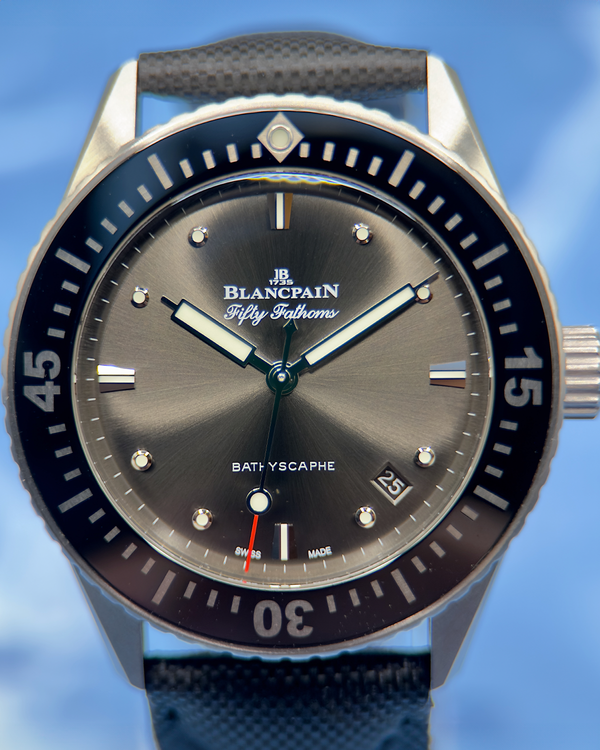 2022 Blancpain Fifty Fathoms Bathyscaphe 38MM Grey Dial Textile Strap (5100B-1110-B52A)