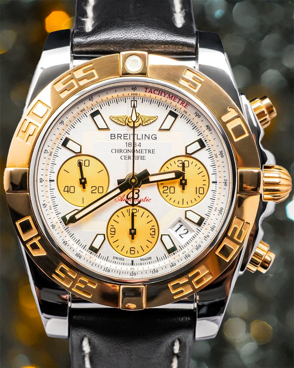 Breitling Chronomat 41MM White Dial Leather Strap (CB014012/G713)