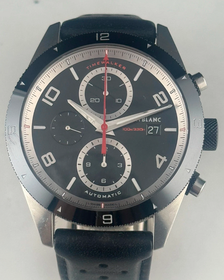 Montblanc Timewalker Chronograph 44MM Black Dial Leather Strap (7424)
