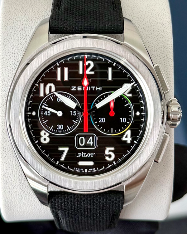 2025 Zenith Pilot Big Date Flyback 42.5MM Black Dial Leather Strap (03.4000.3652/21.I001)