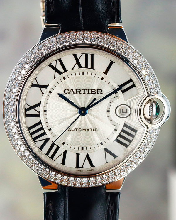 Cartier Ballon Bleu 42MM Silver Dial Leather Strap (WE900951)