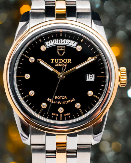 Tudor Glamour Day-Date 39MM Black Dial Two-Tone Bracelet (M56003-0008)