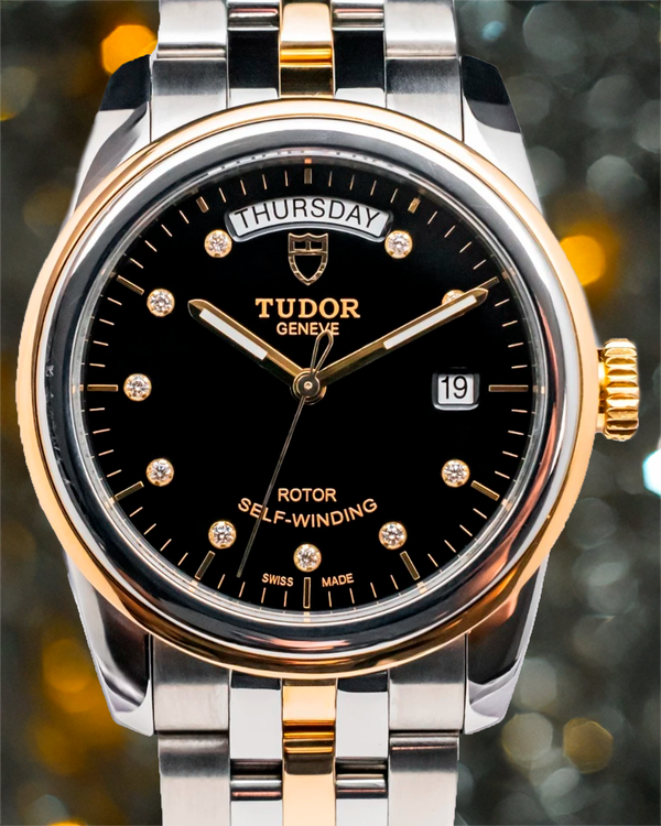 Tudor Glamour Day-Date 39MM Black Dial Two-Tone Bracelet (M56003-0008)