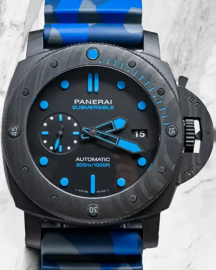 2021 Panerai Submersible Carbotech 47MM Black Dial Rubber Strap (PAM01616)