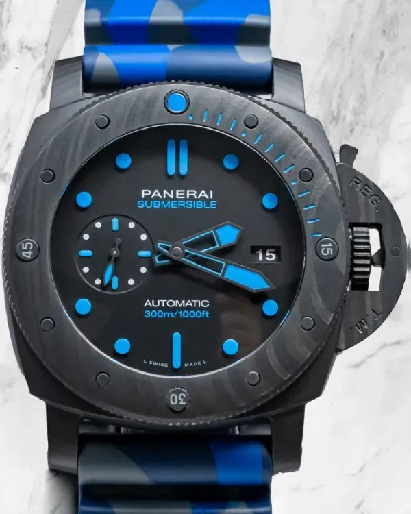 2021 Panerai Submersible Carbotech 47MM Black Dial Rubber Strap (PAM01616)