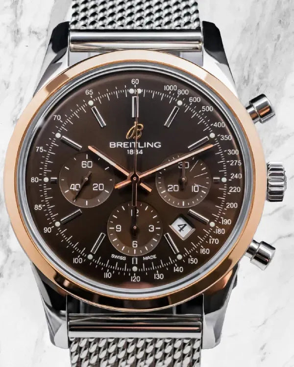 Breitling Transocean 43MM Brown Dial Steel Bracelet (UB015212/Q594)