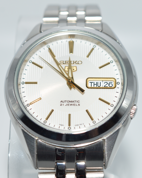 No Reserve - Seiko 5 37MM White Dial Steel Bracelet (SNKL17K1)