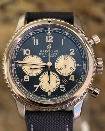 No Reserve - 2021 Breitling Navitimer 8 B01 Chronograph 43MM Blue Dial Rubber Strap (AB0117131C1A1)