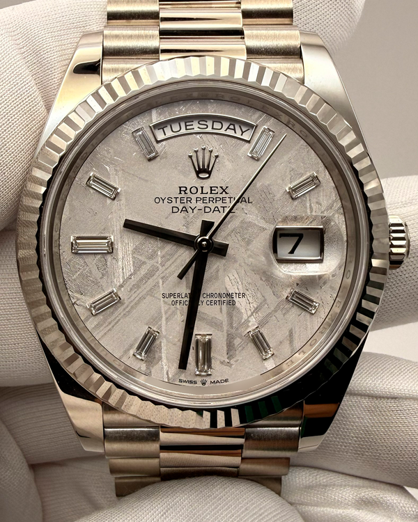 2025 Rolex Day-Date 40MM Meteorite Dial White Gold President Bracelet (228239)